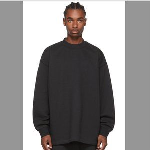 NEW FEAR OF GOD ESSENTIALS Relaxed Crewneck Sweatshirt Stretch Limo BLACK SZ M